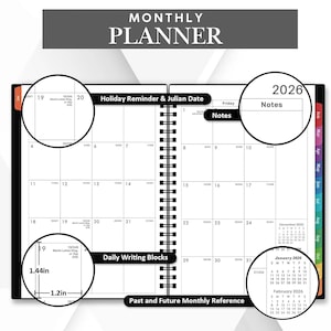 Refillable 2026-2027 Leather Planner, Personalized Leather Journal A5 Size | Leather Organizer with Pen | July 2026-June 2027 Dated Planner image 5
