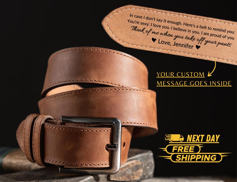 Custom Leather Belt for Daddy, Father’s Day Gift for Boyfriend, Unique Gift for Husband, Personalized Leather Belt Anniversary Handmade Belt image 12
