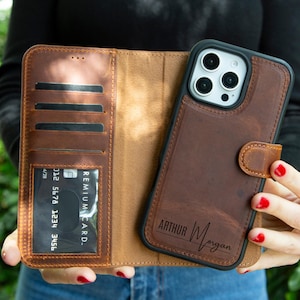 Funda de cuero personalizada para iPhone 16 Pro y 16 Pro Max, funda de viaje hecha a mano, funda de cuero moderna y delgada, cubierta exterior con soporte