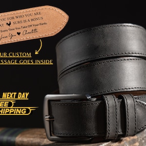 Ceinture en cuir personnalisée pour anniversaire - Ceinture personnalisée fabriquée à la main pour lui, cadeau Saint Valentin pour mari, cadeau unique pour petit ami image 3