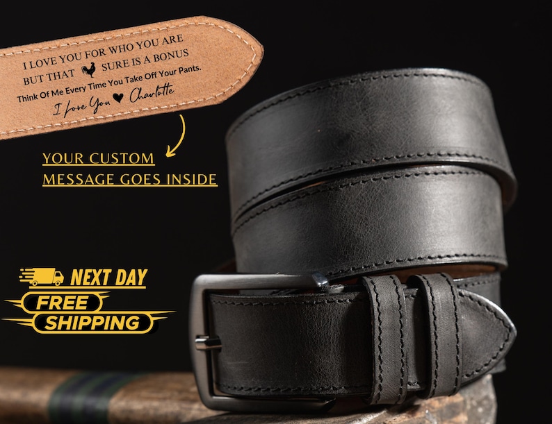 Ceinture en cuir personnalisée pour anniversaire - Ceinture personnalisée fabriquée à la main pour lui, cadeau Saint Valentin pour mari, cadeau unique pour petit ami image 3