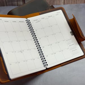 Refillable 2026-2027 Leather Planner, Personalized Leather Journal A5 Size | Leather Organizer with Pen | July 2026-June 2027 Dated Planner image 13