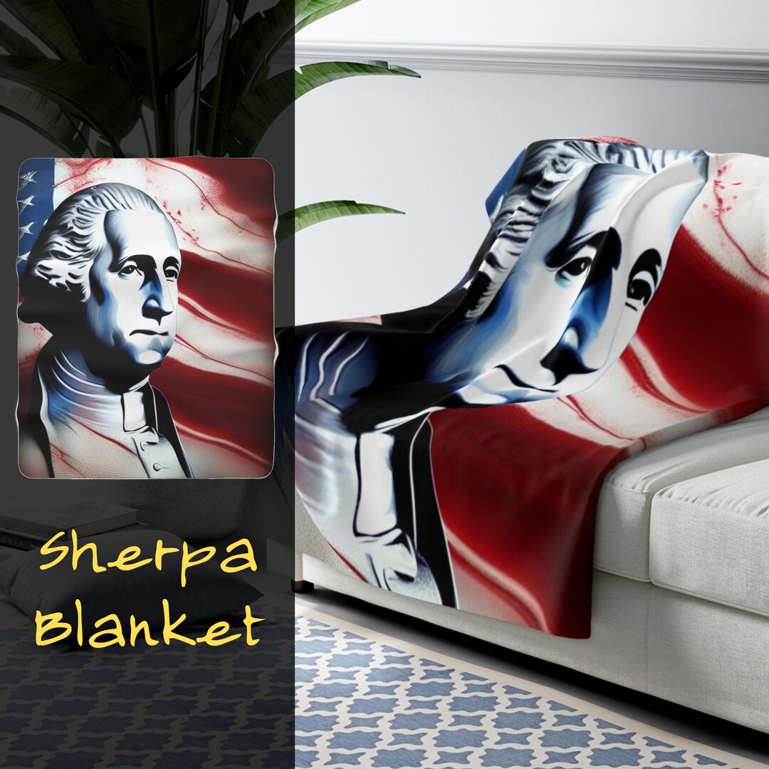 Patriotic President George Washington Sherpa Fleece Blanket - Sofa ...