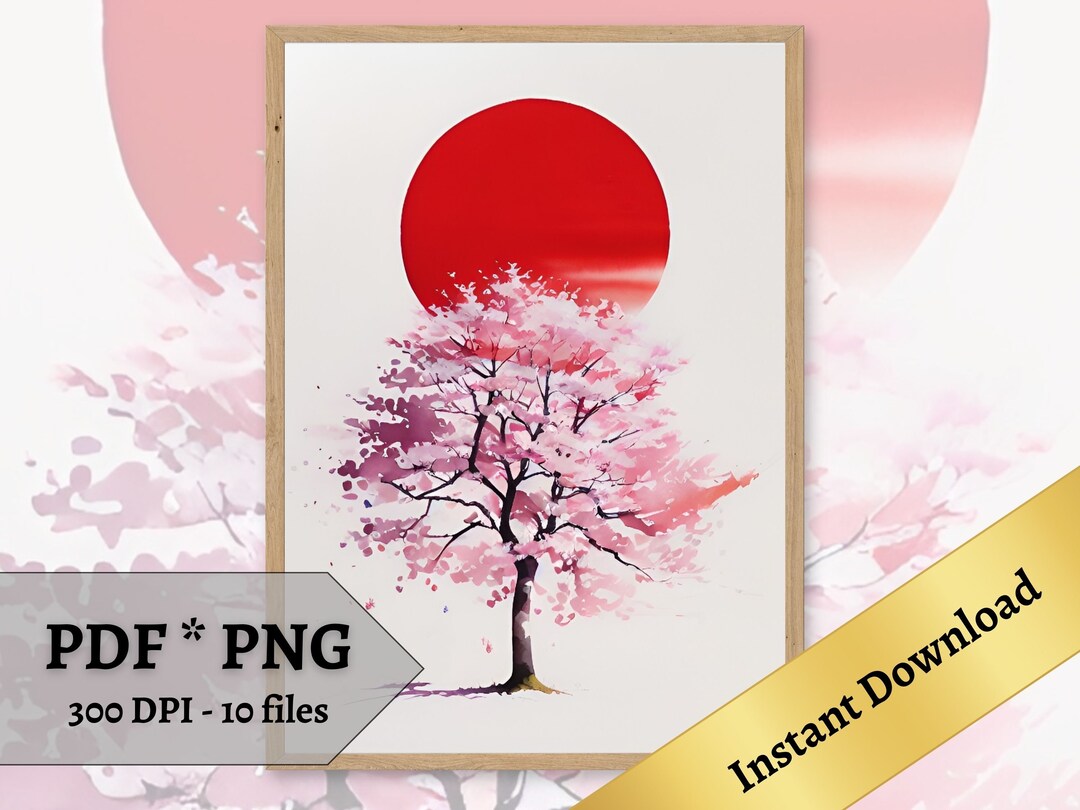 Japandi Wall Art PNG and PDF Japandi Art for Wall Decor Cherry Blossom