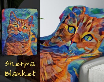 Fluffy Cat Blanket, Sherpa Blanket, Cat Owner Gift