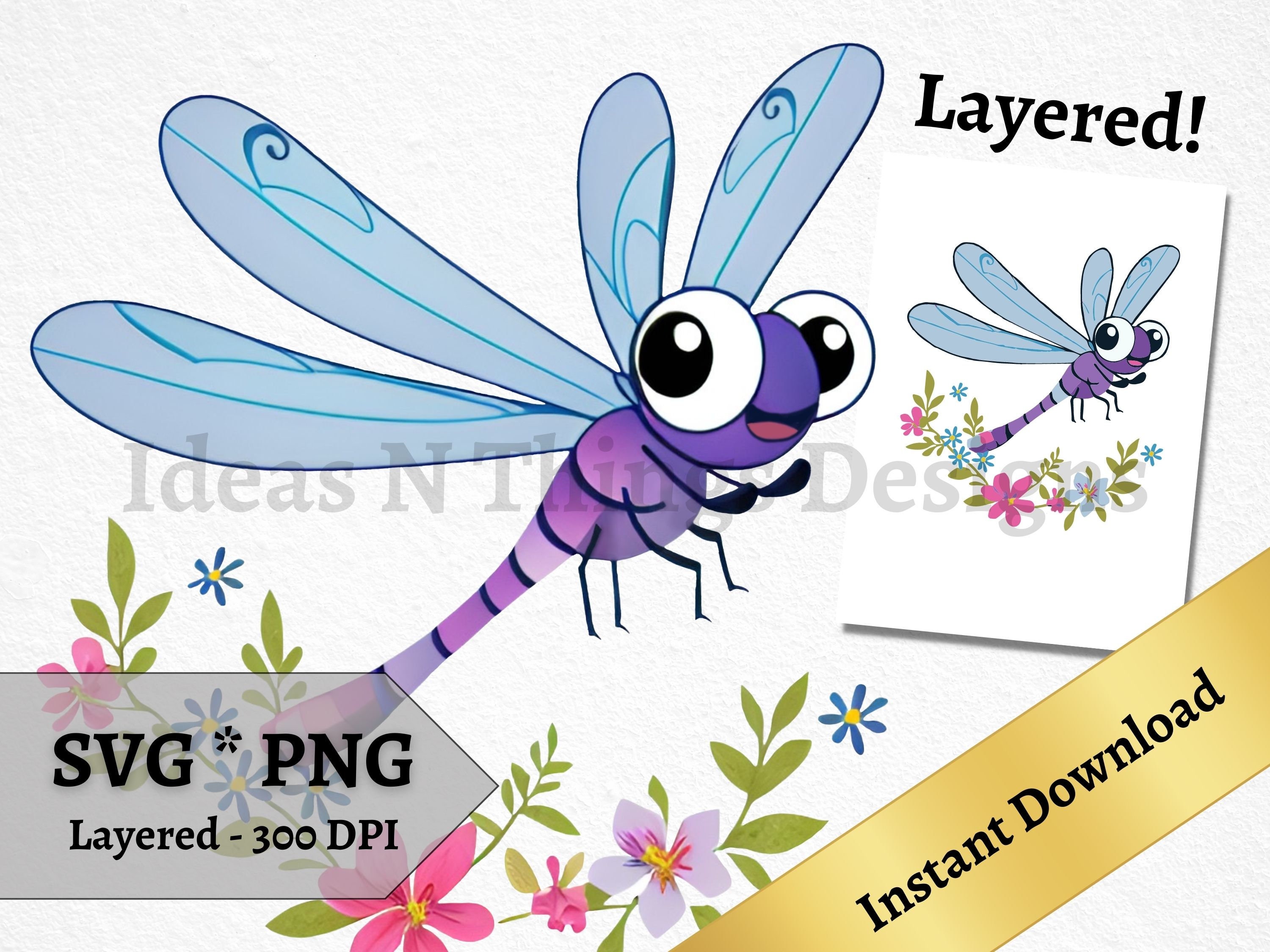 Dragonfly SVG and PNG Cute Instant Download for Crafts Printable Wall ...