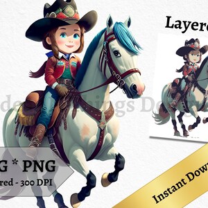Cowgirl SVG PNG Rodeo Western Instant Download Invitation Printable Wall Art Decor Horse Country Girl Clipart Layered Print Commercial Use