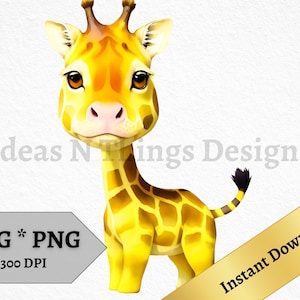 Baby Giraffe SVG PNG Watercolor Giraffe Instant Download, Invitation Printable Wall Art Baby Decor Clipart Print on Demand Commercial Use