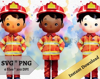 Firefighter SVG and PNG Firemen Instant Download For Crafts, Printable Wall Art, Fire Fighter Decor Clip Art Print on Demand Commercial Use