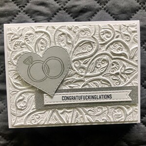 Sassy Wedding Rings Greeting Card; Snarky Bridal Card; Congratufuckinglations to Happy Couple