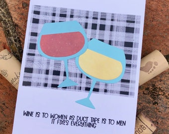 Wine Lovers Friendship Drinking Greeting Card, Funny card for Winos, Wine Party Card