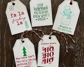 Snarky Funny Sassy Christmas Gift Tags, Set of 5