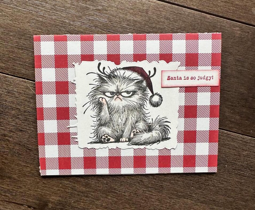 Funny Grumpy Cat Santa Christmas Holiday Card - Etsy