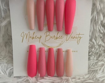 Pretty In Pink Nails | Pink Press On Nails | XL Press Ons | Custom Press On Nails | Easter Nails | Pastel Press Ons | Gel Nails | Press Ons