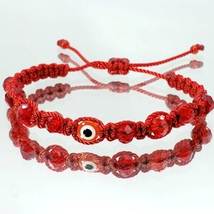 evil eye bracelet, red string evil eye protection wristband, good luck charm, adjustable, for man and woman