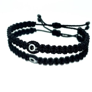 evil eye bracelet, good luck bracelet evil eye protection wristband black string braided bracelet adjustable for man & woman