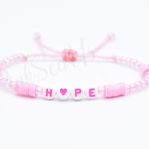Hope pink string beaded wristband breast Cancer Awareness bracelet, adjustable unisex