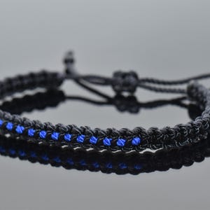 Police Thin blue line bracelet, support police wristband, adjustable for man and woman