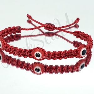 Evil eye bracelet, Red string good luck bracelet, evil eye protection wristband, unisex red string braided adjustable bracelet
