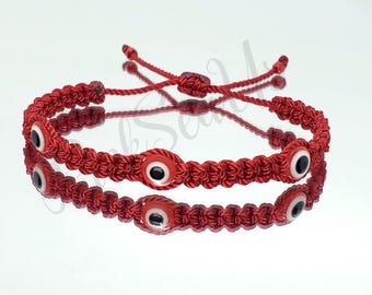 Evil eye bracelet, Red string good luck bracelet, evil eye protection wristband, unisex red string braided adjustable bracelet