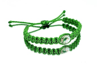 Saint Jude bracelet for kids, green string bracelet, kid's size green string good luck bracelet, evil eye protection, adjustable