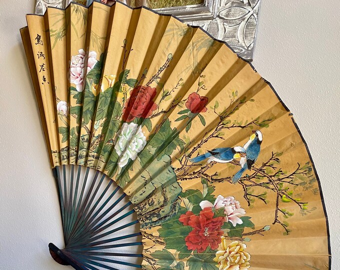 Vintage Large Asian Wall Fan/hand Painted/asian Wall Etsy