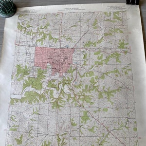Mapa mural del Servicio Geológico y Recursos Hídricos del Estado de Missouri de 1948/Mapa mural antiguo/Cuadrilátero de Columbia, condado de Missouri-Boone, topográfico