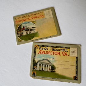 Mini pochettes souvenirs historiques antiques Virginia et Arlington Virginia/Environ. Mini-dossiers des années 1910 aux années 20/2 avec chacun 8 pages dépliantes de 16 images