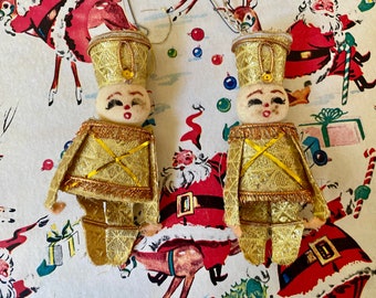 Vintage Toy Soldier Ornaments/Shimmering Gold/Christmas Decor/Retro Decor/Toy Soldier Collector/Vintage Holiday Decor/Vintage Christmas