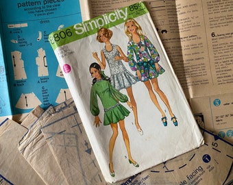 Vintage eenvoud patroon 8806/maat 9/10 jonge junior/tiener/jurk patroon/mini jurk/jaren 1970 jurk patroon/vintage jurk patroon/COMPLEET