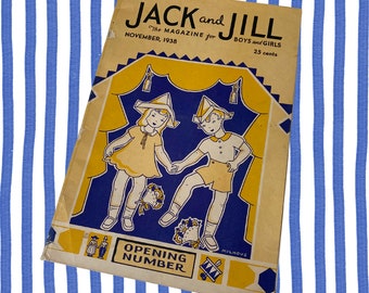 La PRIMA rivista Jack and Jill per ragazzi e ragazze/Novembre 1938/Volume 1 Edizione 1/Rivista vintage per bambini/Carta vintage/Da collezione