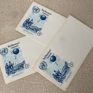 Set of 3 1950s World Meteorological Organization Envelopes First Day of Issue/Blank Envelopes/Mid Century/Vintage Envelopes/Vintage Paper image 1
