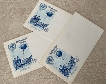 Set of 3 1950s World Meteorological Organization Envelopes First Day of Issue/Blank Envelopes/Mid Century/Vintage Envelopes/Vintage Paper