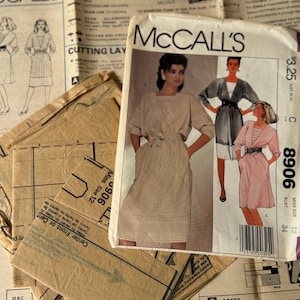 1980s McCall&#39;s Schnittmuster 8906/Größe 12/©1984/Komplett/Schnitt/Pullover-Kleid mit Dolmanärmeln/1980er Jahre Schnittmuster/Vintage Schnittmuster