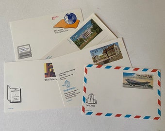 Vintage Set of 5 U.S.P.S. Post Cards, Pre-Stamped/Circa 1980s-90s/DC-3, 1938/American Papermaking/Washington DC/Literacy/The Federalist