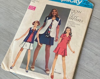 Simplicity 8615 Mini Dress Pattern/Misses Size 8/Complete/Cut/Vintage Sewing Pattern/Vintage Simplicity/Mini Dress/1970 Dress Pattern