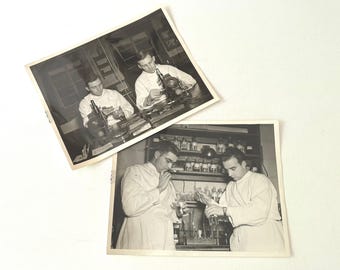 1962 Lab Techs, US Army Hospital in England Prints 8x 10: Mid-Century Photo Set