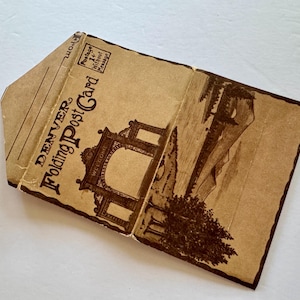 Antique Denver Souvenir Folder, Unused/1910s Colorado Folding Post Card, 11 Folding Pages 22 Images/1910s Automobiles/Horse & Buggies/Sites