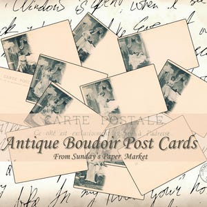 Cartões postais antigos de Boudoir para download digital/9 imprimíveis de cartões postais de Boudoir/3 versos de cartões postais duplicados/Diário de sucata, álbum de recortes, correspondência