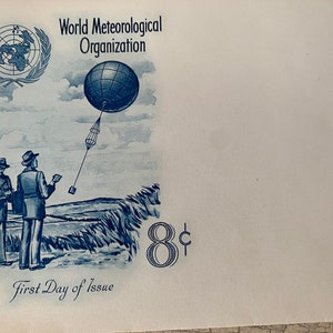 Set of 3 1950s World Meteorological Organization Envelopes First Day of Issue/Blank Envelopes/Mid Century/Vintage Envelopes/Vintage Paper image 3