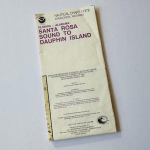 Carta náutica 11378 de Santa Rosa Sound a Dauphin Island de 1997, vía navegable intracostera, 30.ª edición, dato norteamericano de 1983, mapa antiguo de Alabama y Florida