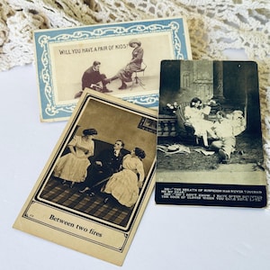Lote de postales antiguas de humor romántico/aprox. década de 1910/1 con matasellos y sello de 1910/1 en blanco/amor/San Valentín/papel antiguo/papel victoriano efímero