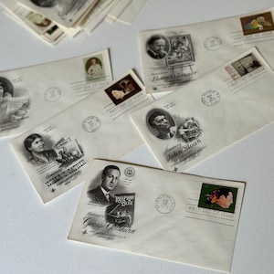 Lot of 5 First Day of Issue Envelopes/Covers/1971-1973/Arts Themed/Poet/Composer/Novelist/Painters/Postmarked/Vintage Postage