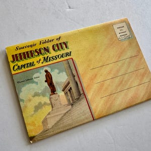 1920s Jefferson City Hauptstadt von Missouri Souvenir Ordner/antike Reise-Erinnerungsstücke/9 Accordion Style Ausklappbare Seiten/18 Bilder/"Unbenutzt"