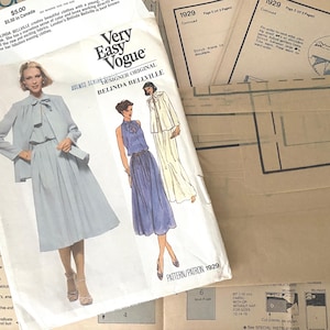 UNCUT Vogue Pattern 1929/Designer Original Belinda Bellville/©1979/Misses Size 10/Vintage Dress Pattern/Vintage Jacket/Very Easy Vogue