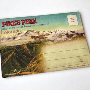 Vintage "Pikes Peak Colorado" Souvenir Folder- Sanborn, Curt Teich, Linen Card Stock