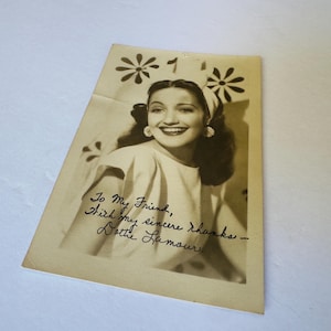 Vintage Dorothy Lamour Fan Photo with Pre Printed Inscription & Signature/3.5&quot; x 5.5&quot;/Vintage Movie Star Memorabilia/Old Hollywood/Actress