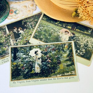 Lote de 3 postales antiguas de 1911, serie de canciones ilustradas, fabricadas en Alemania, una con sello antiguo, amor, San Valentín, decoración, manualidades de papel