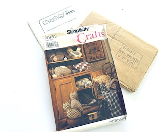 UNCUT 1980s Simplicity 8983 Animal Pillows Sewing Pattern: Hen, Rooster, Pig, Rabbit, Duck, Cat