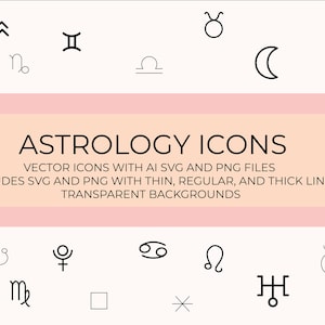 Astrologie Symbole einstellbarer Strich Astrologie Glyphen Planeten Glyphen Planeten Symbole Asteroiden Nebenaspekte Hauptaspekte Sternzeichen
